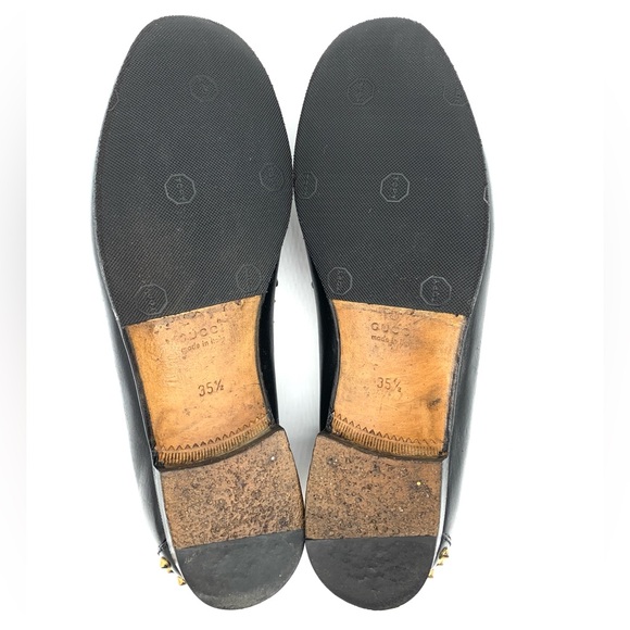 Gucci Betis Glamour Nero Studded Flats Shoes Loafers Horsebit - Picture 7 of 12